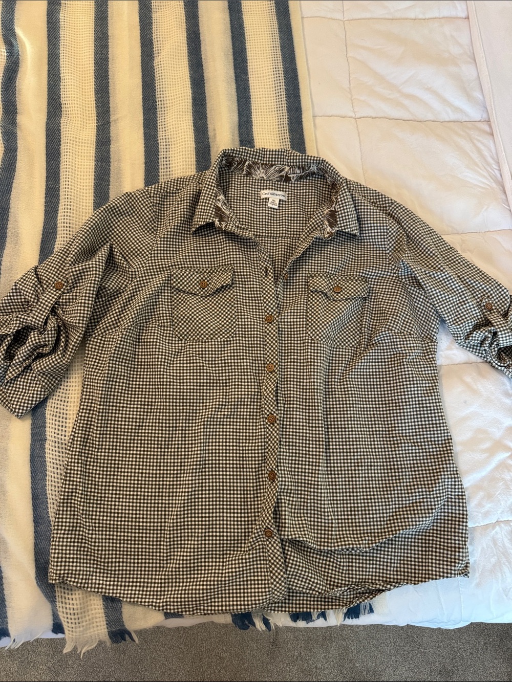 Green & White Gingham Button-Front Women’s Shirt